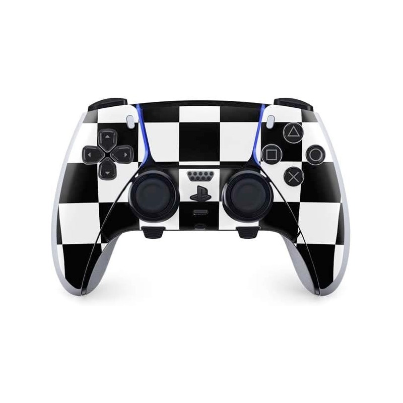 Skinit Decal Gaming Skin Compatible avec la manette PS5 DualSense Edge Pro - Motif à carreaux noir et blanc