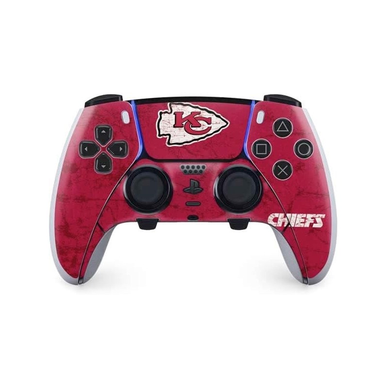 Skinit Gaming Decal Skin compatible avec le contrôleur PS5 DualSense Edge Pro - Design vieilli sous licence officielle NFL Kansa