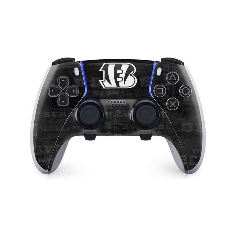 Skinit Gaming Decal Skin compatible avec le contrôleur PS5 DualSense Edge Pro - Design noir et blanc des Bengals de Cincinnati s