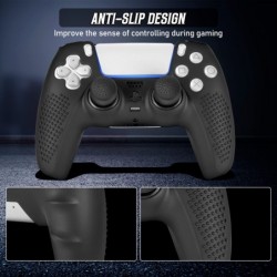 FAMOMI Skin pour manette PS5, étui de protection antidérapant en silicone souple pour manette PlayStation 5, lot de 2 avec 8 cap