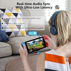 Adaptateur Bluetooth pour Nintendo Switch/Lite, émetteur audio sans fil BT 5.0 avec convertisseur USB C vers A à faible latence 