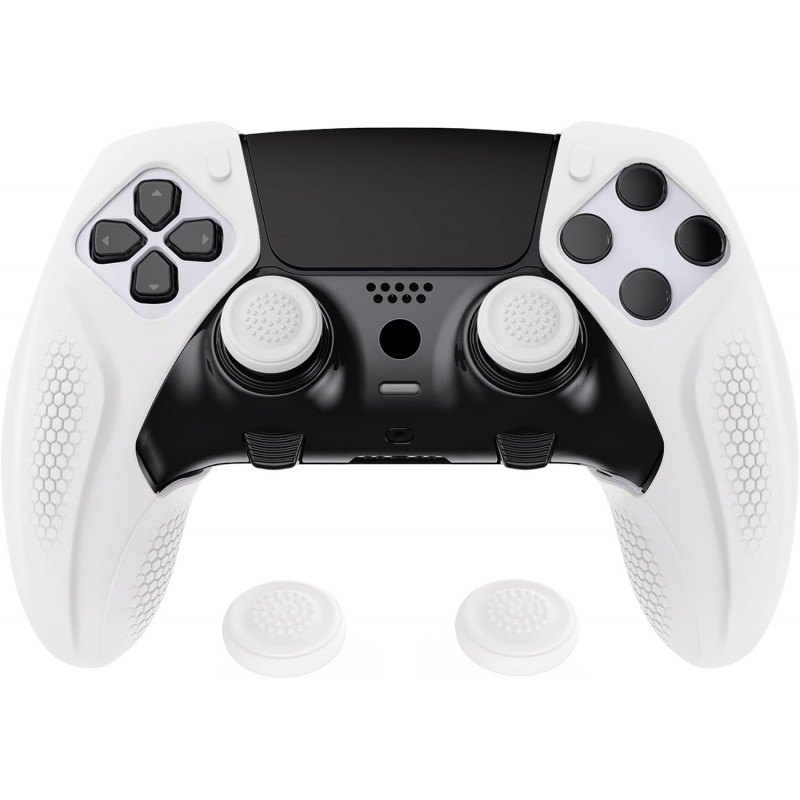 PlayVital Ninja Edition Coque en silicone antidérapante à moitié recouverte pour manette PS5 Edge, étui de protection ergonomiqu