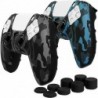 Étui de protection en silicone antidérapant Fosmon compatible avec le contrôleur Sony PS5 (2 pièces – camouflage noir/bleu) Hous