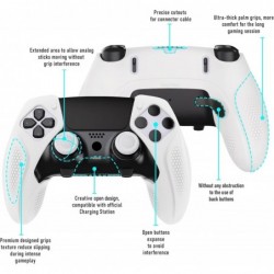 PlayVital Ninja Edition Coque en silicone antidérapante à moitié recouverte pour manette PS5 Edge, étui de protection ergonomiqu