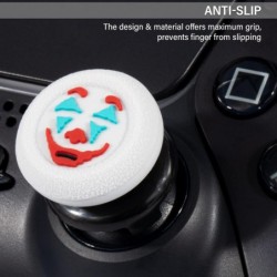 Extension de joystick FPS et housse de poignée en caoutchouc et silicone texturée pour manette PS5 et PS4 (Joker White)