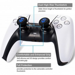 Extension de joystick FPS et housse de poignée en caoutchouc et silicone pour manette PS5 Dualsenese et PS4 (Ghost Blued)