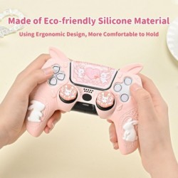 GeekShare Ensemble de skins pour manette PS5, étui de protection en silicone souple pour manette sans fil PS5 avec 2 capuchons d