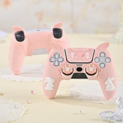 GeekShare Ensemble de skins pour manette PS5, étui de protection en silicone souple pour manette sans fil PS5 avec 2 capuchons d