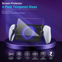 TiMOVO Lot de 4 films de protection d'écran en verre trempé pour PlayStation Portal Remote Player, anti-rayures 9H avec clarté H