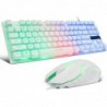 Clavier de jeu 87 touches TKL Clavier filaire, CHONCHOW Rainbow LED rétroéclairé blanc Clavier souris 3200 DPI mignon clavier co