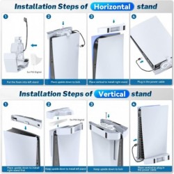 Kytok PS5 Support et ventilateur de refroidissement pour éditions disque et numérique, support horizontal et vertical avec refro