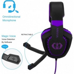 Casque de jeu Anivia avec son surround et basses stéréo pour PS4, PS5, avec microphone, contrôle du volume, suppression du bruit