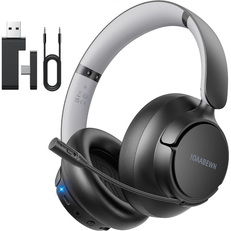 Casque de jeu sans fil pour PS5 PS4, 2,4 GHz/55H Batterie Casques de jeu avec micro pour casque PS5, casque de jeu Bluetooth 5.3