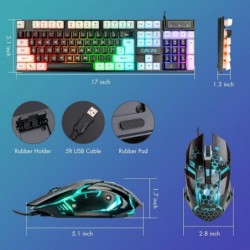 Ensemble clavier et souris lumineux CHONCHOW, clavier LED de jeu RVB pleine taille et souris de jeu filaire arc-en-ciel pour PS4