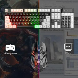 Ensemble clavier et souris lumineux CHONCHOW, clavier LED de jeu RVB pleine taille et souris de jeu filaire arc-en-ciel pour PS4