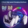 Support de charge pour PlayStation Portal, station de charge 3 en 1 pour PS Portal et contrôleur PS5 avec 14 lumières RVB et câb