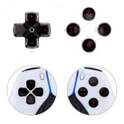 Boutons d'action de remplacement personnalisés Dpad eXtremeRate trois tons noir et transparent avec symboles rouge carmin redess