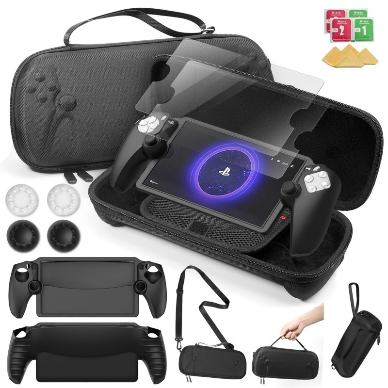 Ensemble d'accessoires 14 en 1 compatible avec Playstation Portal, étui de transport rigide en EVA pour PS5 Portal, housse de pr