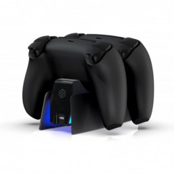 Station de charge noire avec barre lumineuse bleue pour contrôleurs PS5 Midnight Black, chargeur de contrôleur PlayStation 5 Bla