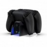 Station de charge noire avec barre lumineuse bleue pour contrôleurs PS5 Midnight Black, chargeur de contrôleur PlayStation 5 Bla