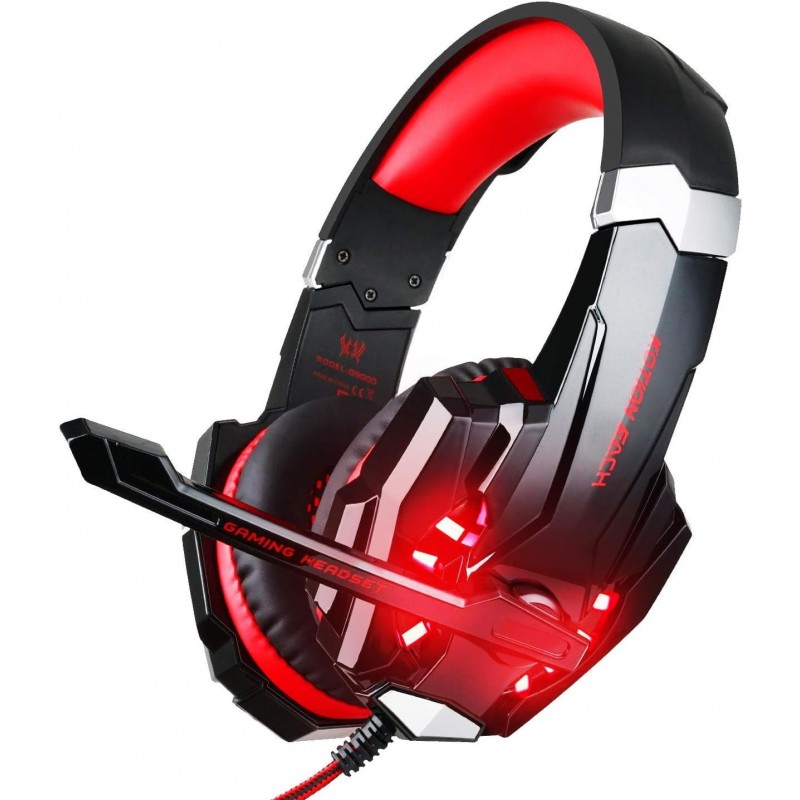 Casque de jeu stéréo BlueFire pour PS4, PS5, PC, Xbox One, casque supra-auriculaire antibruit avec micro, lumière LED, basses su