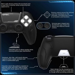 PlayVital Silicone Grip Skin pour manette PS5 - Antidérapant | Matériau en silicone de qualité supérieure Design futuriste Cyber