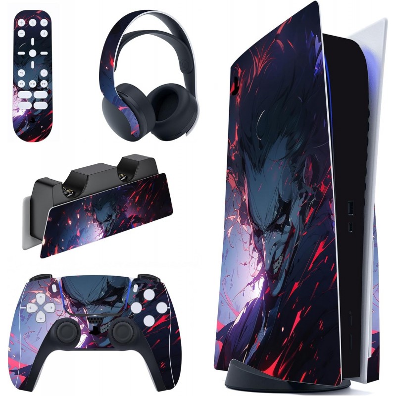 PlayVital Evil Clown Full Set Skin Decal pour Console PS5 Disc Edition, Sticker Vinyle Autocollant pour Manette PS5 & Station de