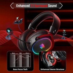 Casque de jeu sans fil Ozeino pour PS5 PS4 PC portable Switch - Casque sans fil 2,4 GHz avec microphone antibruit amovible 40 he