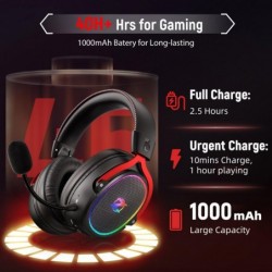 Casque de jeu sans fil Ozeino pour PS5 PS4 PC portable Switch - Casque sans fil 2,4 GHz avec microphone antibruit amovible 40 he