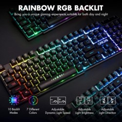 Clavier et souris de jeu pour Mac PC PS5 PS4 Xbox One Gamers, clavier mécanique LED rétroéclairé RVB avec touches multimédias Pa