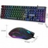 Clavier et souris de jeu pour Mac PC PS5 PS4 Xbox One Gamers, clavier mécanique LED rétroéclairé RVB avec touches multimédias Pa