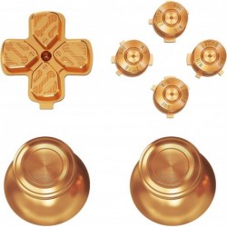 eXtremeRate Gold Metal Thumbsticks Dpad ABXY Buttons pour contrôleur PS5, joysticks analogiques de remplacement personnalisés en