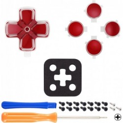 Boutons d'action Dpad personnalisés bicolores rouge carmin et transparent eXtremeRate Remplacement sans empreinte de lettre Bout