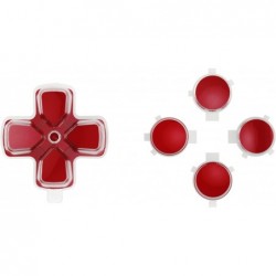 Boutons d'action Dpad personnalisés bicolores rouge carmin et transparent eXtremeRate Remplacement sans empreinte de lettre Bout