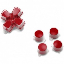 Boutons d'action Dpad personnalisés bicolores rouge carmin et transparent eXtremeRate Remplacement sans empreinte de lettre Bout