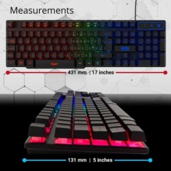 Clavier de jeu Orzly RGB USB filaire Rainbow Claviers conçus pour les joueurs PC, PS4, PS5, ordinateur portable, Xbox, Nintendo 