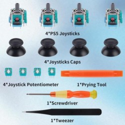 TOMSIN Lot de 4 joysticks de rechange pour manette PS5, capteur analogique 3D, module de joysticks avec capuchon de joysticks et