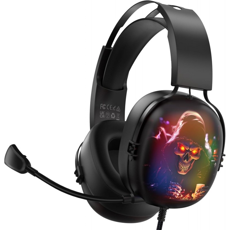 Casque de jeu USB RYR pour PC, casque de jeu avec microphone antibruit, son surround 7.1, lumière RVB, haut-parleurs 50 mm, casq