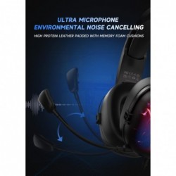 Casque de jeu USB RYR pour PC, casque de jeu avec microphone antibruit, son surround 7.1, lumière RVB, haut-parleurs 50 mm, casq