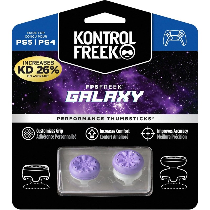 KontrolFreek FPS Freek Galaxy Purple pour PlayStation 4 (PS4) et PlayStation 5 (PS5) | Joysticks de performance | 1 haut, 1 mi-h