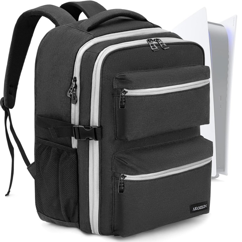 Sac à dos de voyage pour console de jeu AKOZLIN compatible avec Play Stantion 5 4 PS5/PS4/PS4 Pro/PS4 Slim/Xbox One XS