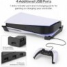 Support horizontal MENEEA pour console PS5 avec hub USB à 4 ports, support de skate de base amélioré, accessoires pour PlayStati