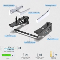 Kit de support mural horizontal pour PS5, support mural horizontal pour étagère PS5 pour disque et numérique PS5, support de bas