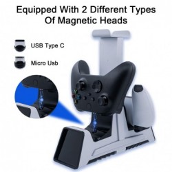 Station de charge double Mcbazel avec support de casque pour PS5, station de charge rapide avec indicateur LED pour contrôleurs 