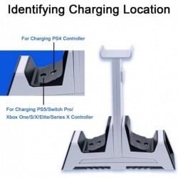 Station de charge double Mcbazel avec support de casque pour PS5, station de charge rapide avec indicateur LED pour contrôleurs 