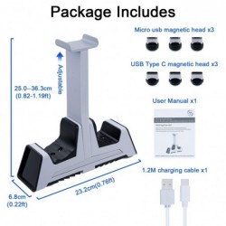 Station de charge double Mcbazel avec support de casque pour PS5, station de charge rapide avec indicateur LED pour contrôleurs 