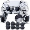 Coque en silicone à imprimé clouté pour manette PS5 x 1 (blanc) avec poignées Pro Thumb x 10