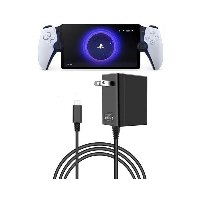 Chargeur PS Portal, chargeur portable PS5, alimentation 15 V 2,6 A, kit de charge rapide compatible avec lecteur à distance PS P