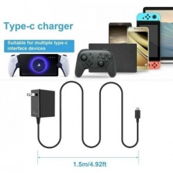 Chargeur PS Portal, chargeur portable PS5, alimentation 15 V 2,6 A, kit de charge rapide compatible avec lecteur à distance PS P