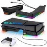 Auarte 2023 Support horizontal RGB pour accessoires de console PS5 Slim avec 14 modes d'éclairage et 4 concentrateurs USB, suppo